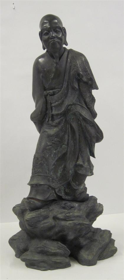 Appraisal: Large Chinese cast lead figure of a luohan th century