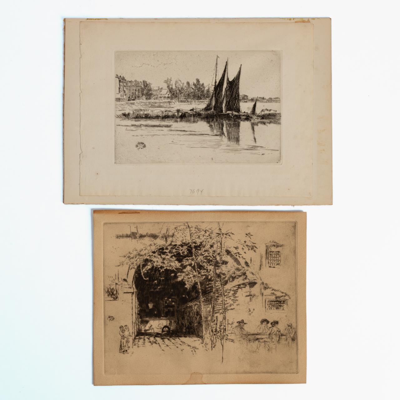 Appraisal: TWO WHISTLER ETCHINGS ON PAPER UNFRAMED James Abbott McNeill Whistler