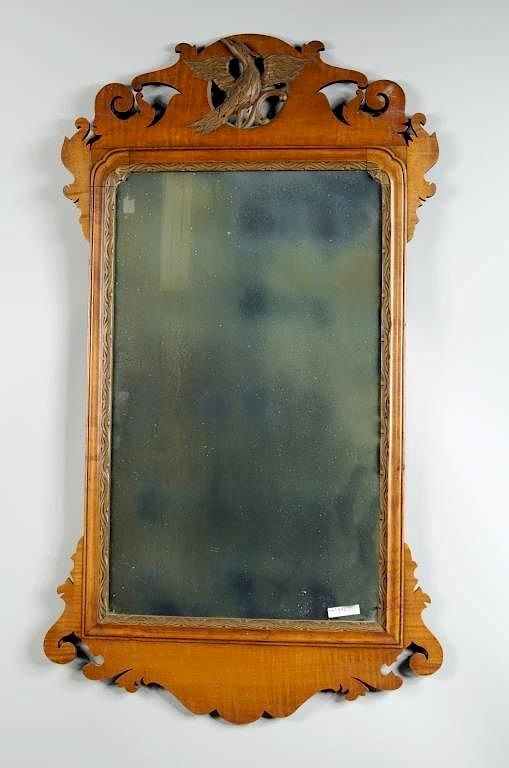 Appraisal: Chippendale Style Tiger Maple Mirror Chippendale style tiger maple mirror