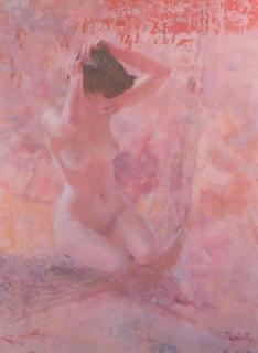 Appraisal: Thornton Utz Signed Litho Pink Lady Framed Nude numbered to