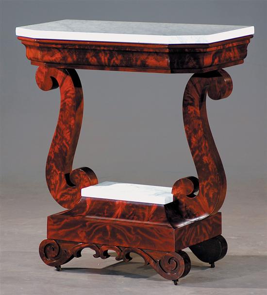 Appraisal: American Classical mahogany and marbletop pier table circa - rectangular