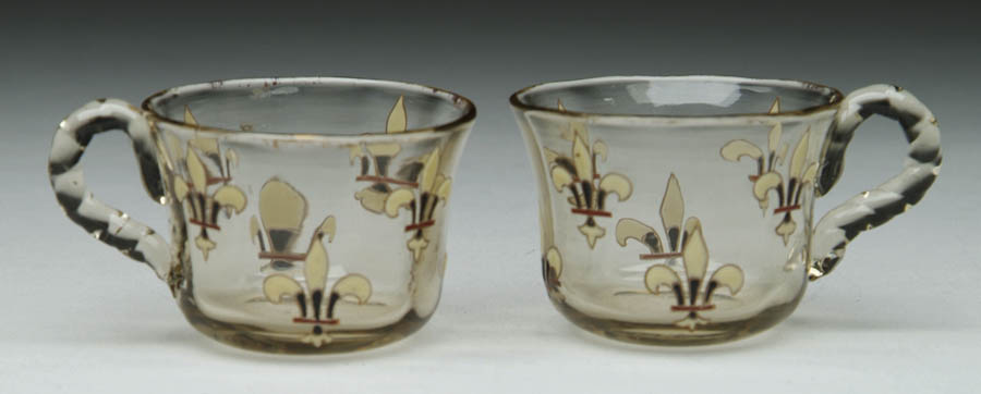 Appraisal: PAIR OF GALL ENAMELED CUPS Enameled Fleur-de-Lis decoration with applied