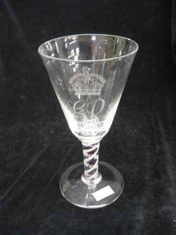 Appraisal: Whitefriars Art Glass Coronation Chalice red blue internal twist and