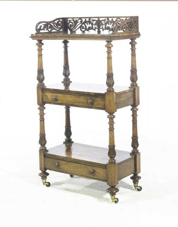 Appraisal: A WILLIAM IV ROSEWOOD ETAG RE of three tiers surmounted