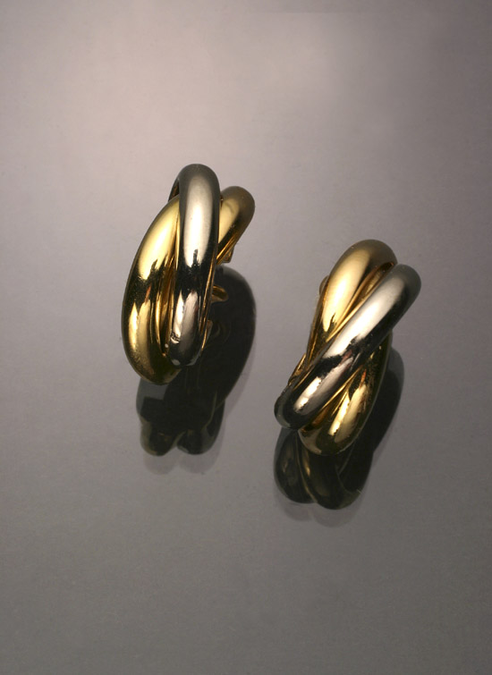 Appraisal: Pair of -Karat Tricolored-Gold French Clip-Back 'Trinity' Earrings Cartier Together