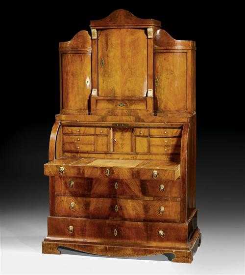 Appraisal: BUREAU CABINET Empire Biedermeier Northern Germany circa Shaped mahogany With