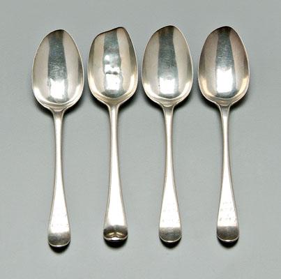 Appraisal: Four silver spoons upturned tipt handle fronts oval bowls backs