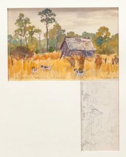 Appraisal: Aiden Lassell Ripley Quail Hunting Sketcheswatercolor and pencil drawing by