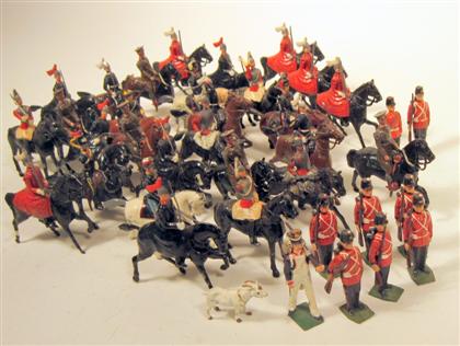 Appraisal: Group of Britains painted lead soldiersComprising Life Guard soldiers in