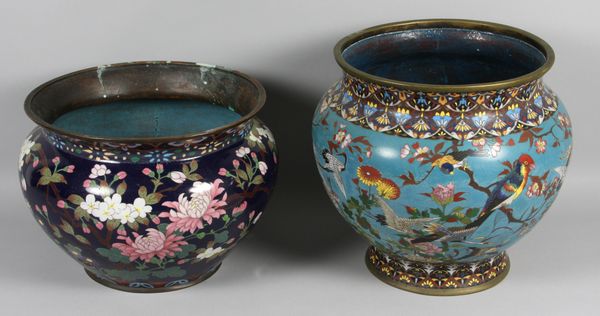 Appraisal: Group of two CloisonnT jardiniFres h x diam tallest Larger