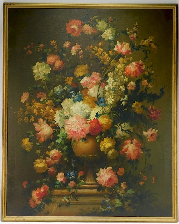 Appraisal: LG American Victorian Floral Still Life Painting United States Late