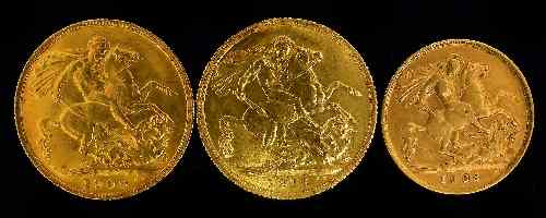 Appraisal: An Edward VII Sovereign v f a George V Sovereign