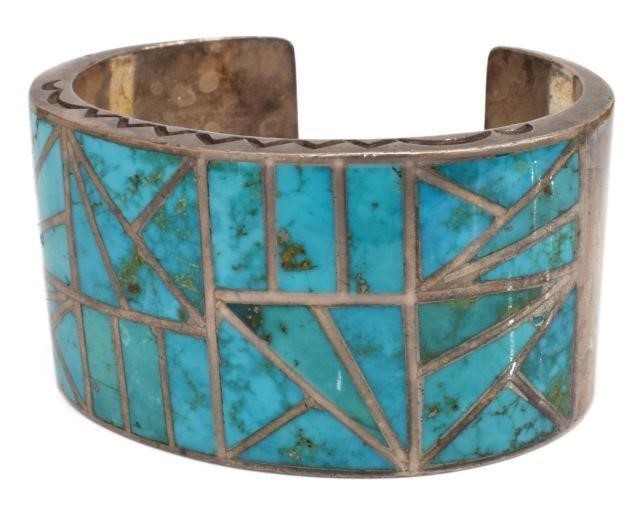 Appraisal: Native American silver content unknown cuff bracelet likely Zuni fitted