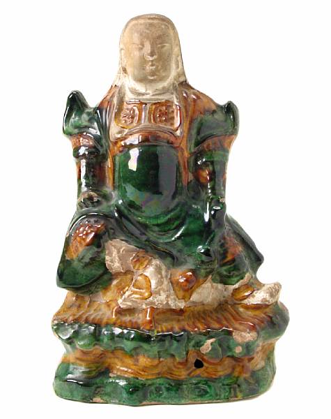 Appraisal: A Chinese Ming style sancai glazed pottery model of an