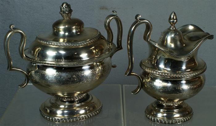 Appraisal: American coin silver cream pitcher sugar bowl Garret Eoff NY