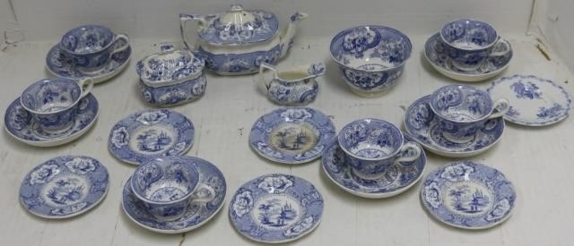 Appraisal: TH C PIECE CHILD'S ASSEMBLED TRANSFERWARETEA SET LIGHT BLUE AND