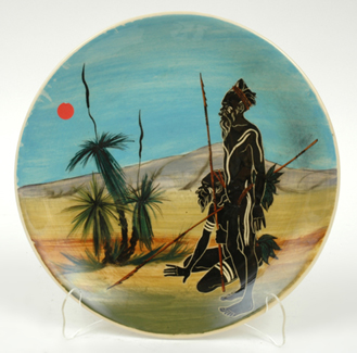 Appraisal: GUY MARTIN BOYD Victoria circa Earthenware plate decorated with indigenous