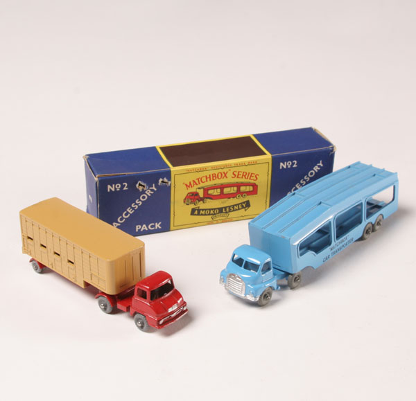 Appraisal: Matchbox trucks no car transporter and no cattle truck Good