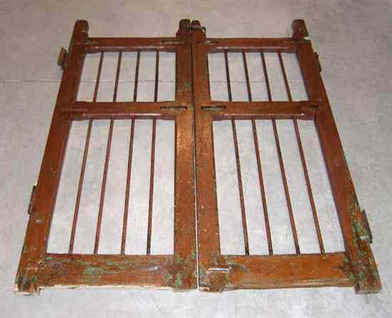 Appraisal: A Teak and Iron Double Door Dog Gate circa Height