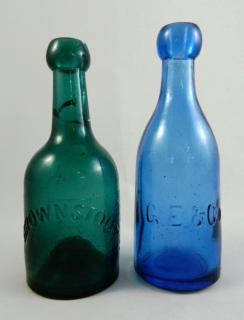 Appraisal: Soda round bottles Soda- round 'G E Co ' cobalt