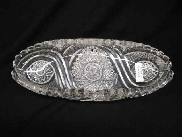 Appraisal: Cut Glass Celery Dish brilliant period fancy trio of starbursts