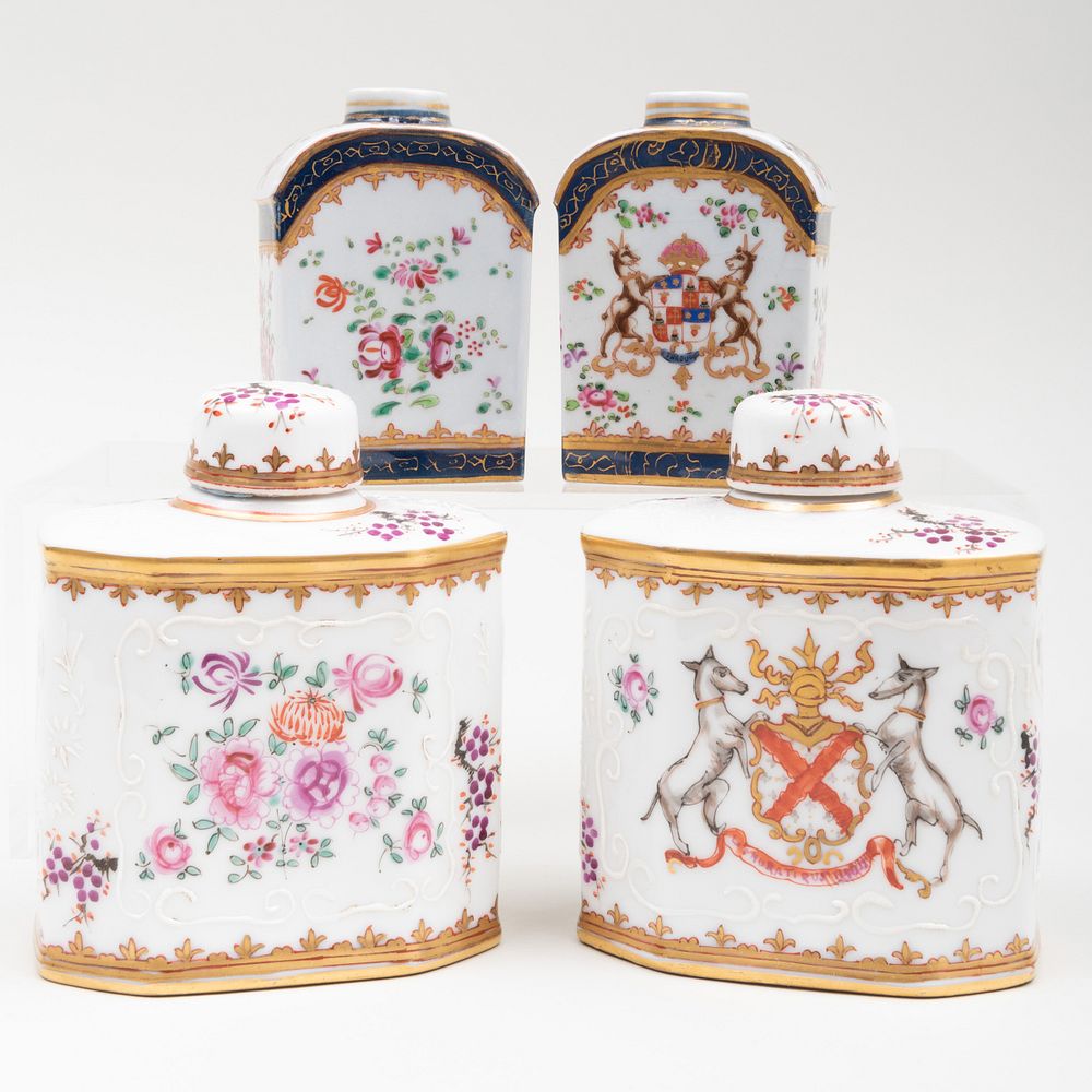 Appraisal: Two Pairs of Samson Chinese Export Style Porcelain Tea Caddies