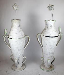 Appraisal: Pair French faux bois bark vases Pair of French faux