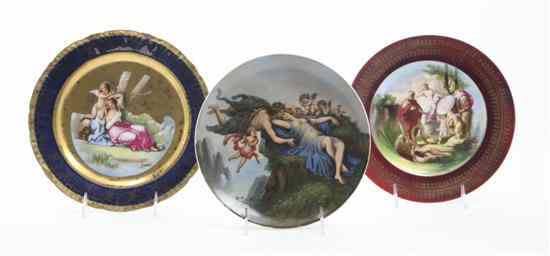 Appraisal: A Group of Three Cabinet Plates each depicting classical scenes