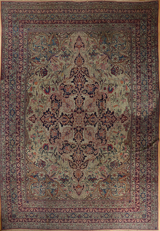 Appraisal: FINE PERSIAN KERMAN CARPET With an undulating cream ground central