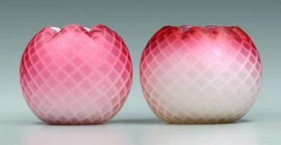 Appraisal: Two mother-of-pearl rose bowls both cranberry diamond quilted pattern both