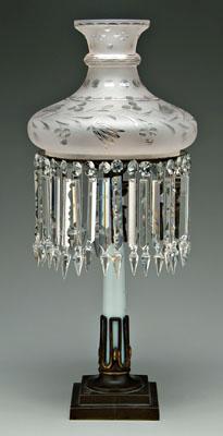 Appraisal: Sunumbra lamp brass font tapered opalescent glass column with gilt