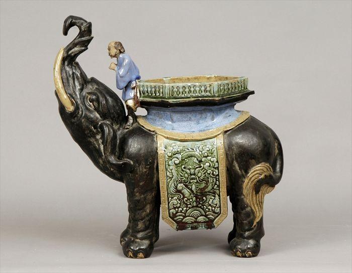 Appraisal: Chinese Glazed Pottery Elephant-Form Stand x in Provenance Property from