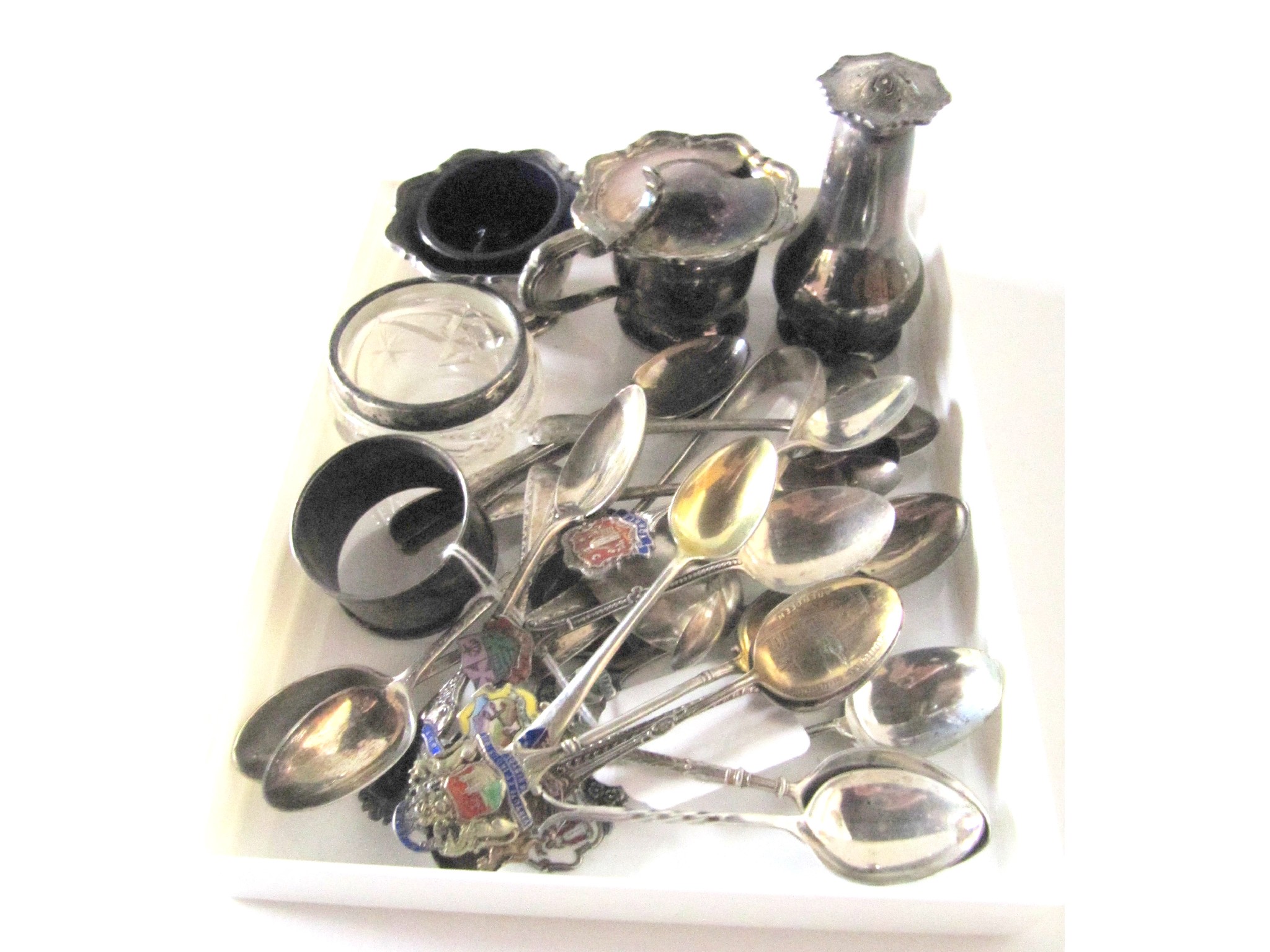 Appraisal: A lot comprising assorted silver condiments napkin ring and souvenir