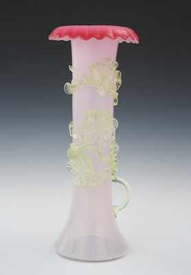 Appraisal: A Stevens Williams Glass Vase The ruffle top pink over