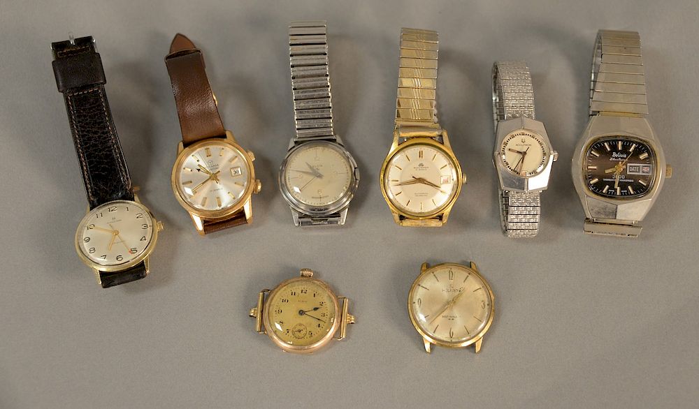 Appraisal: Eight piece lot of mens vintage wristwatches to include Bolivia