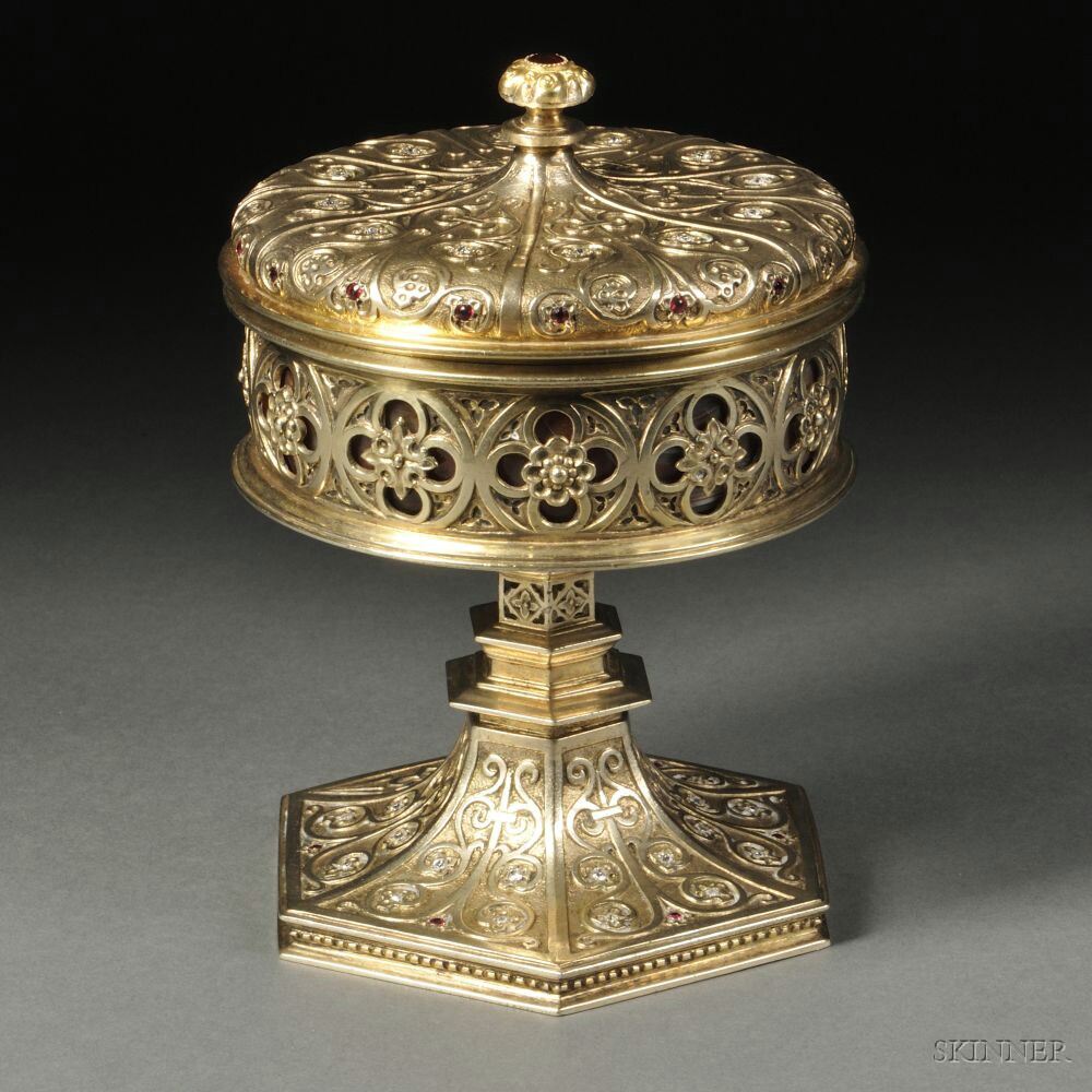 Appraisal: Gorham Gold-washed and Diamond-mounted Sterling Silver Ciborium Providence Rhode Island