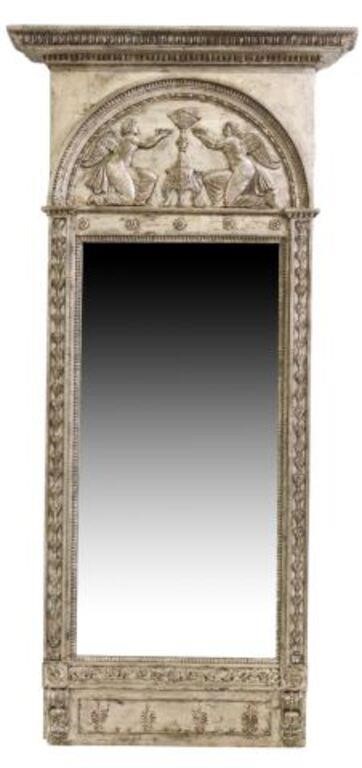 Appraisal: Swedish Gustavian Neoclassical silver gilt mirror th c lunette pediment