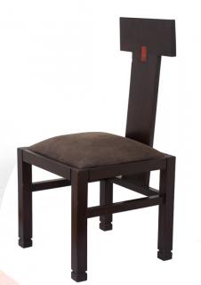 Appraisal: Ebonized T Modern ebonized T-back side chair with suede upholstered