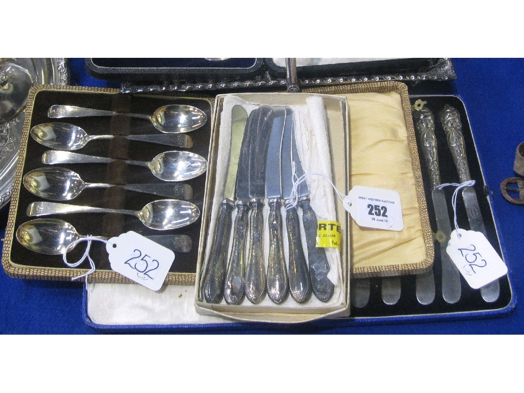 Appraisal: Lot comprising two sets of knives and a cased set