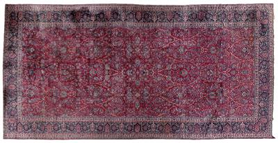 Appraisal: Finely woven Kashan rug repeating floral designs on burgundy field