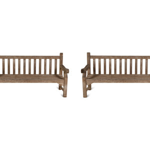 Appraisal: A Pair of Weathered Teak Benches th Century Height x