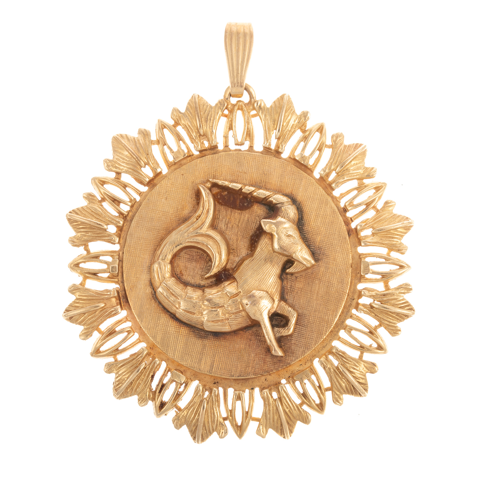 Appraisal: A LARGE ZODIAC SIGN PENDANT IN K YELLOW GOLD Vintage