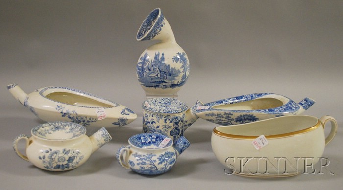 Appraisal: Seven Pieces of English Mostly Blue and White Transfer-decorated Ceramic