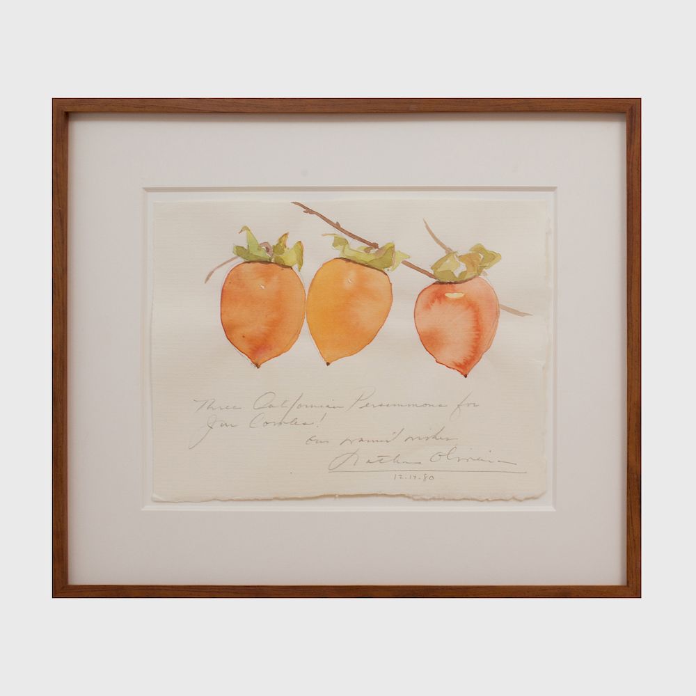 Appraisal: Nathan Oliveira - Three Californian Persimmons Watercolor and pencil on