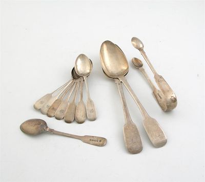 Appraisal: Exeter-made flatware a set of eight fiddle teaspoons initialled 'D'