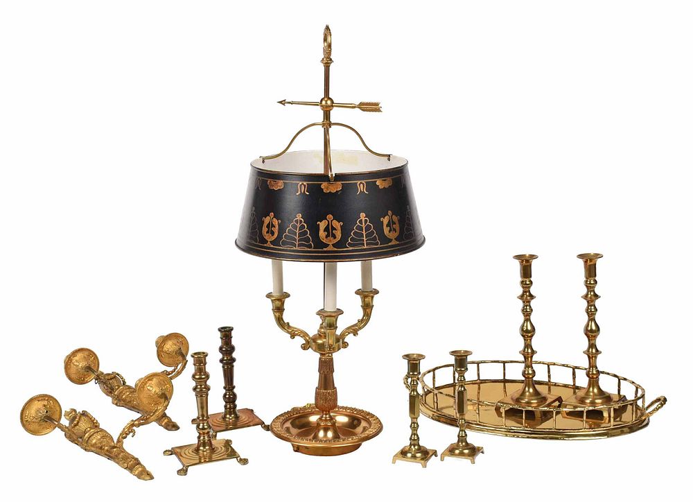 Appraisal: Ten Gilt Metal Brass Lamp Sconces Table Items late th