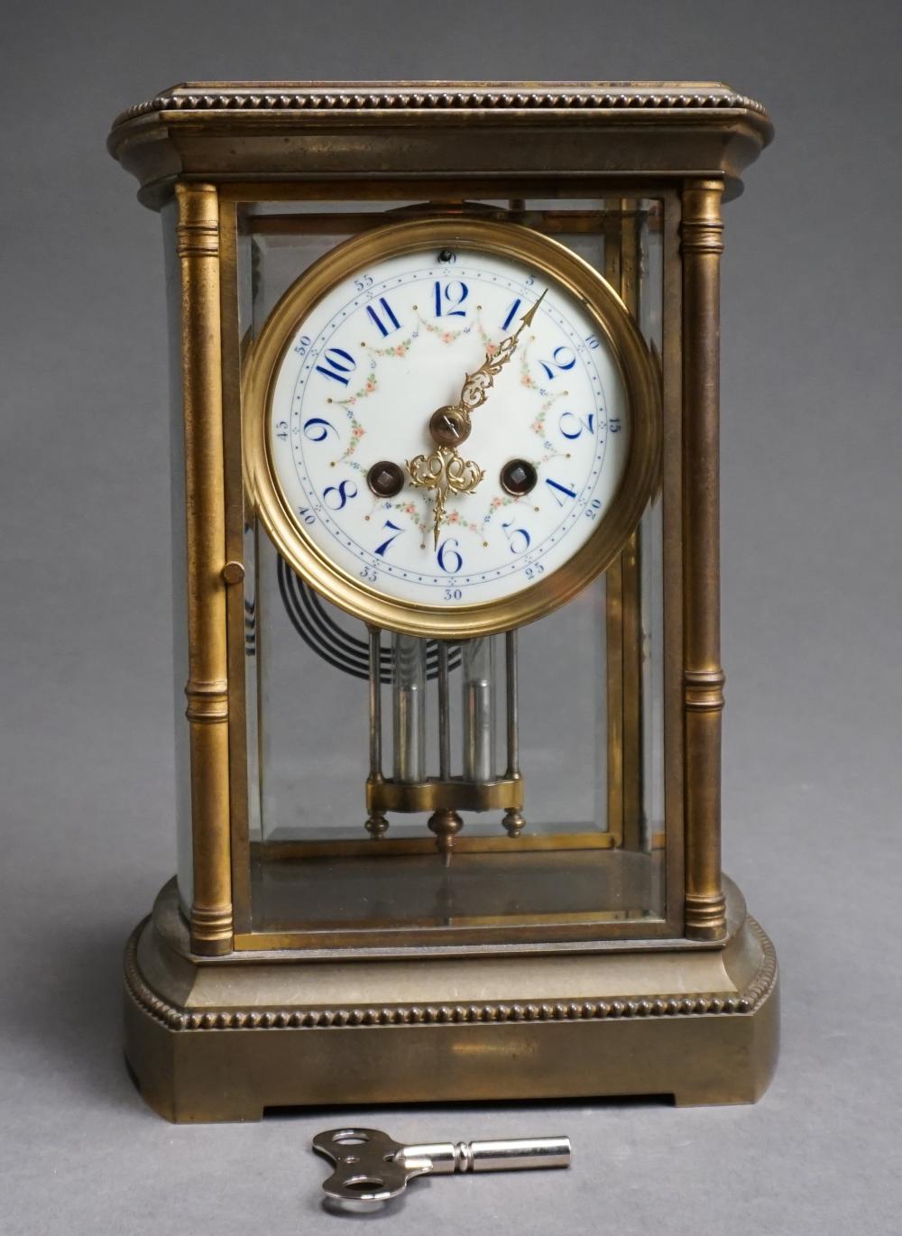 Appraisal: French Brass and Cut Glass Mantel Clock by Spaulding Co