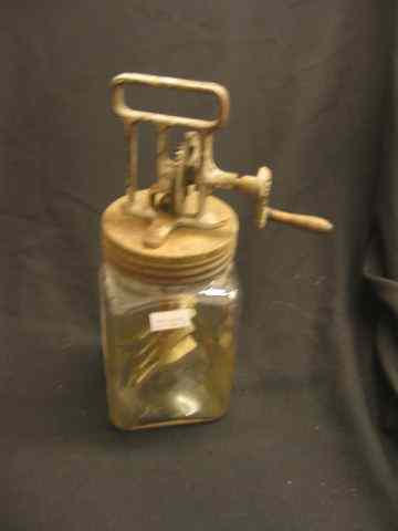 Appraisal: Quart Butter Churn hand crank glass base