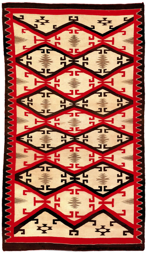 Appraisal: Navajo regional rug in red brown and ivory with repeating