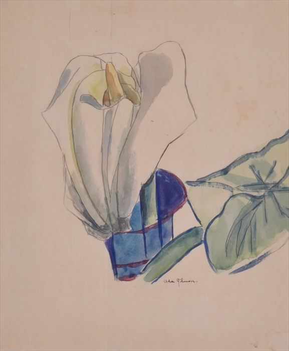 Appraisal: ADA GILMORE - UNTITLED ANTHURIUM Watercolor on paper x in